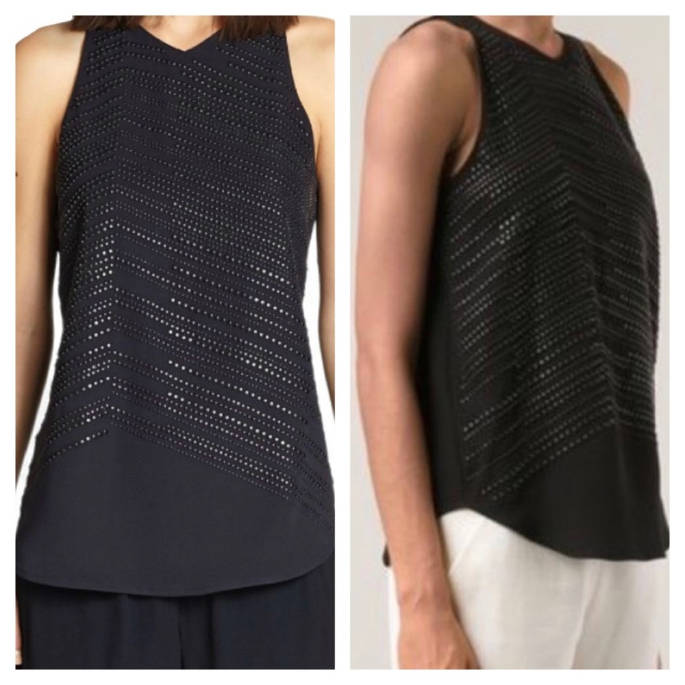 ALC Sleeveless Top With Angled Stud Detail Black Size 4